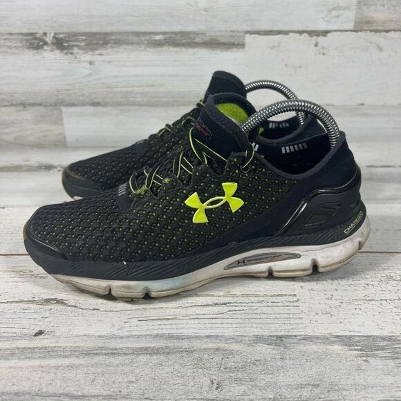 Under Armour Womens Speedform Charge Running Athletic Shoes Black Yellow‎ Size 8 - Picture 2 of 8
